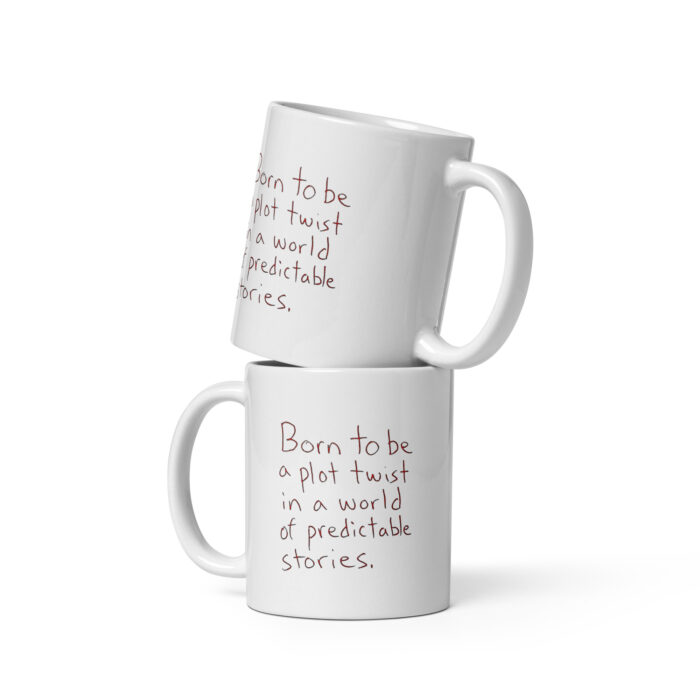Plot Twist White glossy mug